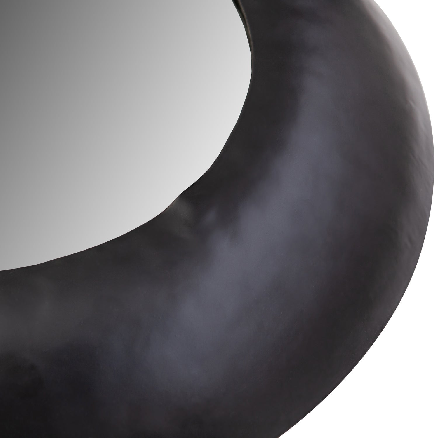 Specchio tondo in metallo nero Wolf 29x50 cm