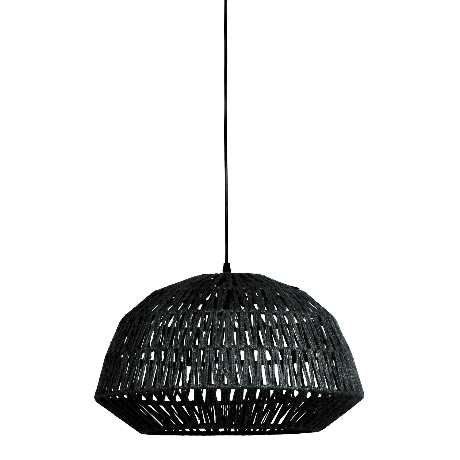 Lampe à suspension en jute noir Kace 26x45 cm