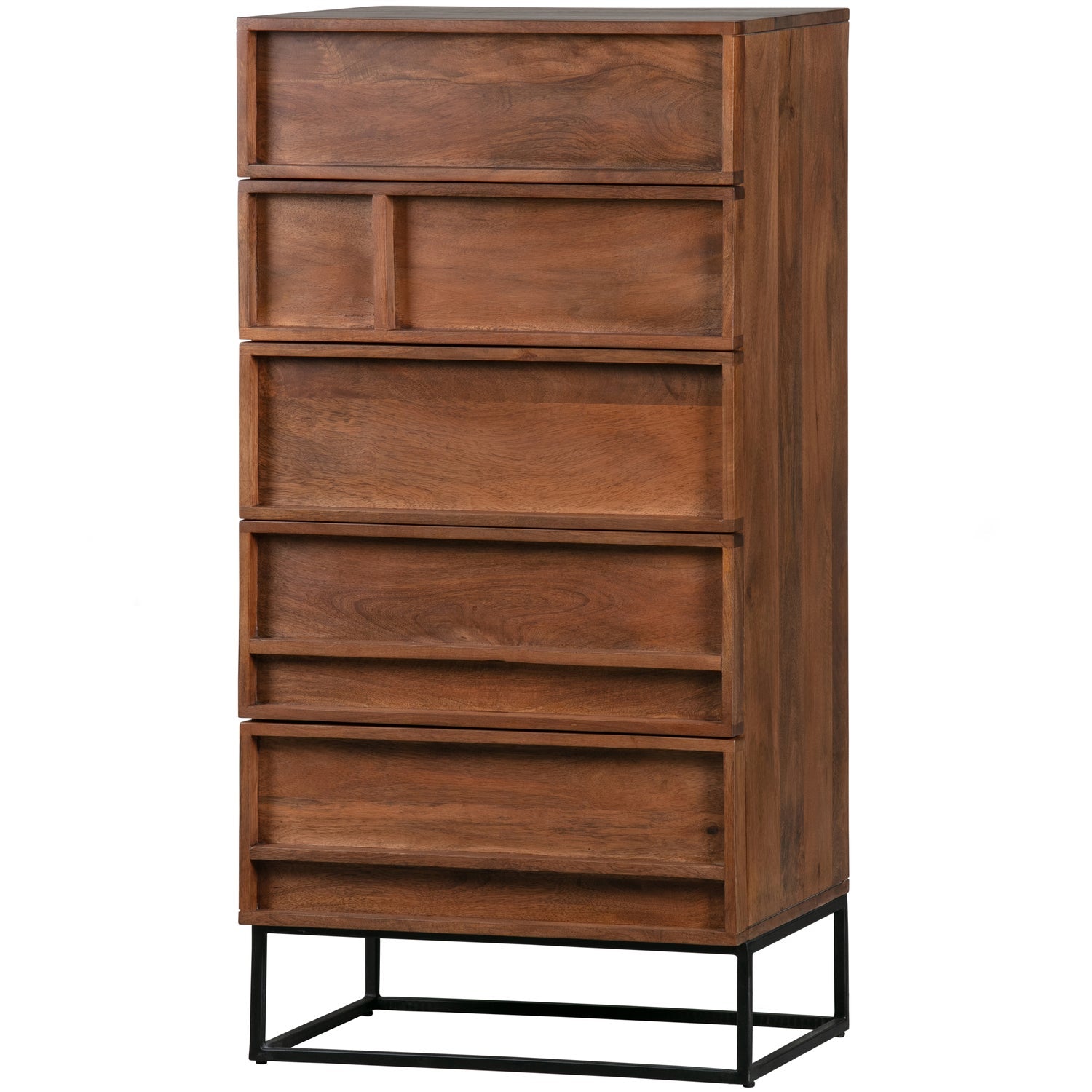 Cassettiera 5 cassetti in legno di mango naturale Forrest 121x60 cm