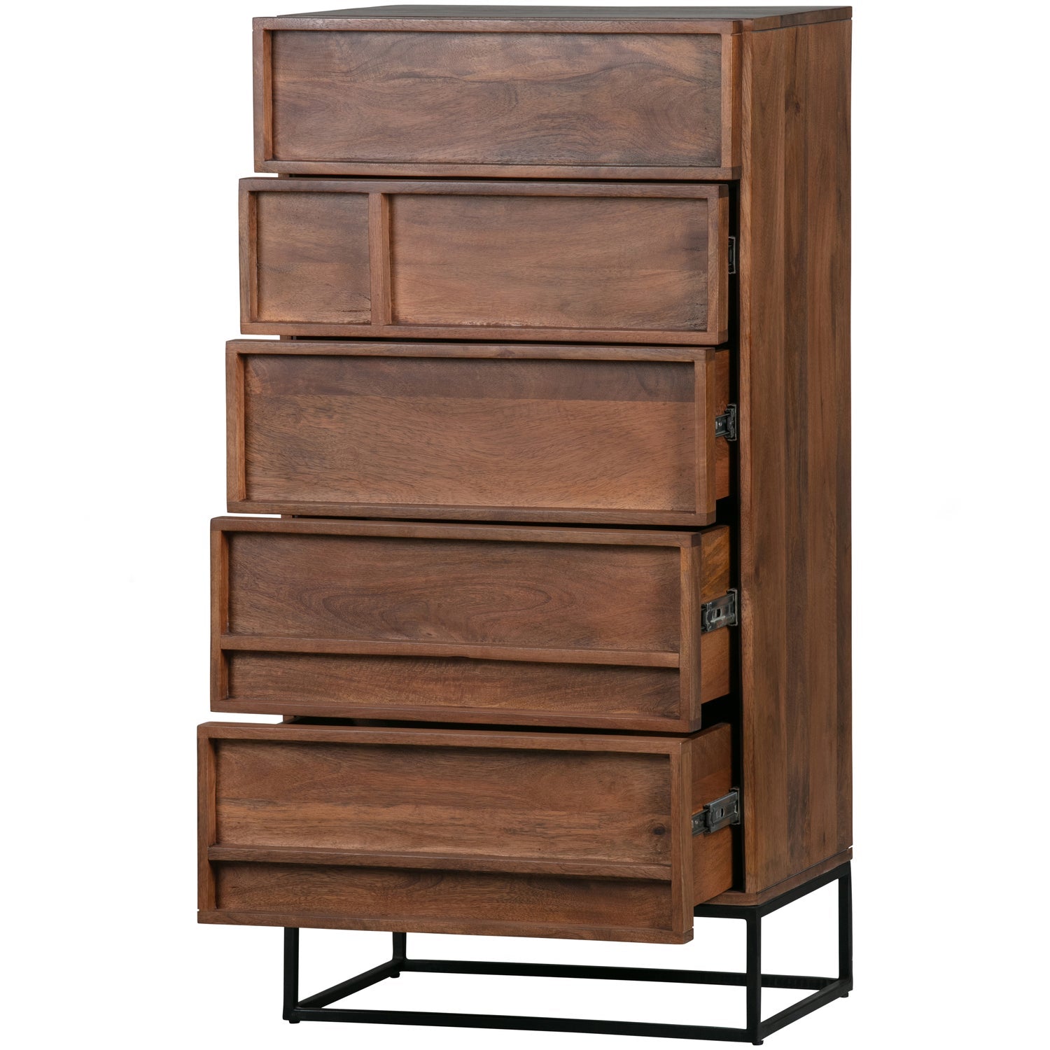 Cassettiera 5 cassetti in legno di mango naturale Forrest 121x60 cm