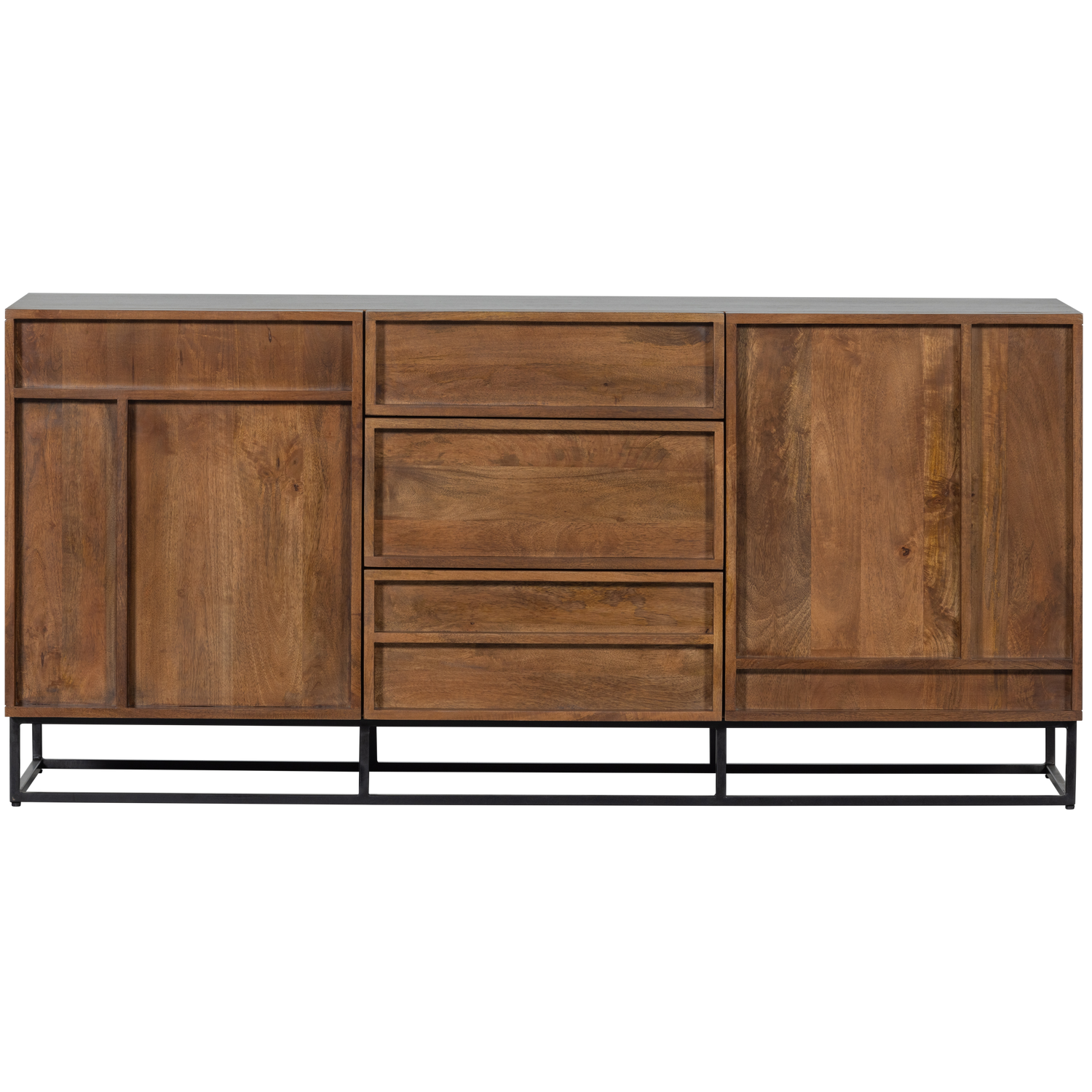 Buffet 2 portes 3 tiroirs en bois de manguier Forrest 75x160 cm