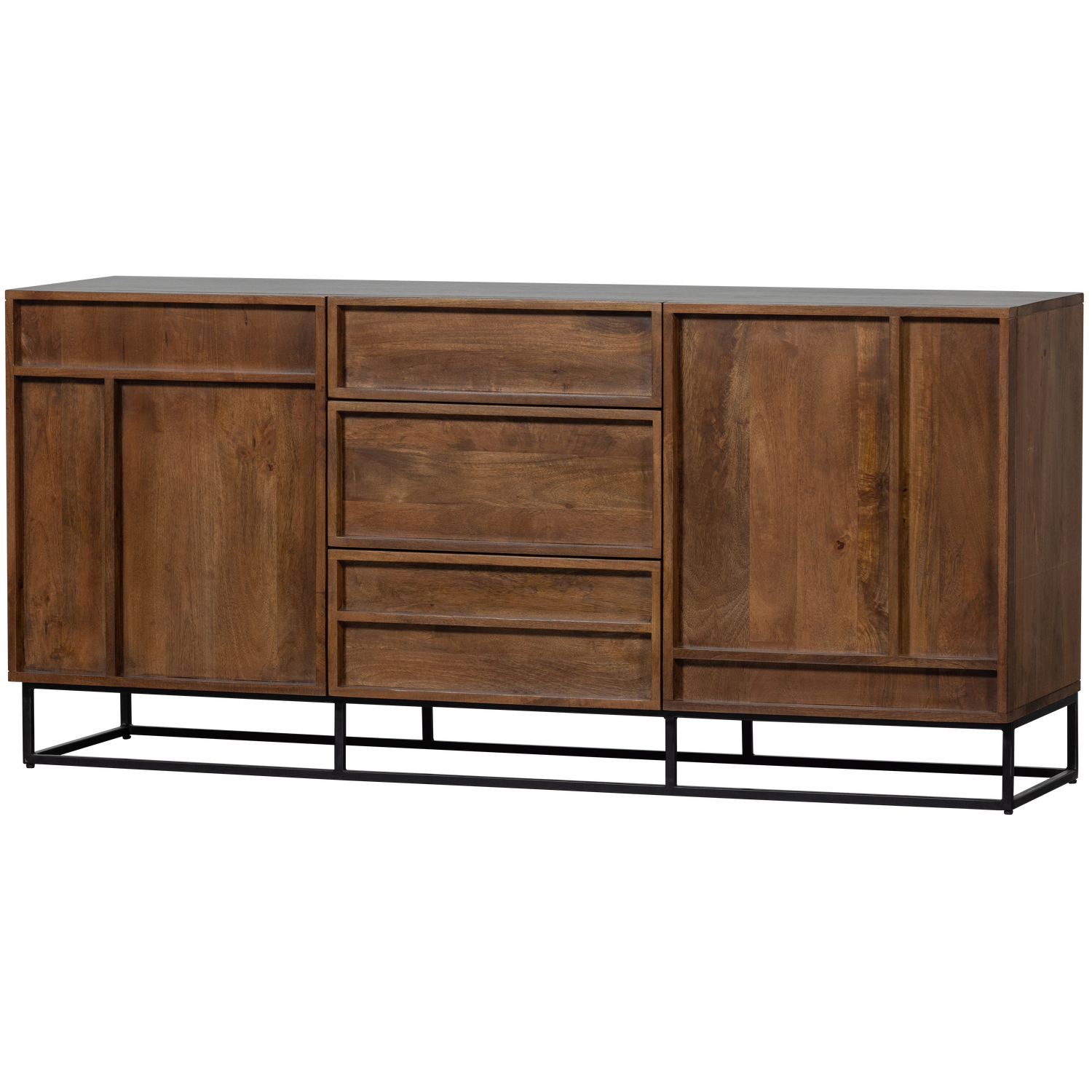 Buffet 2 portes 3 tiroirs en bois de manguier Forrest 75x160 cm