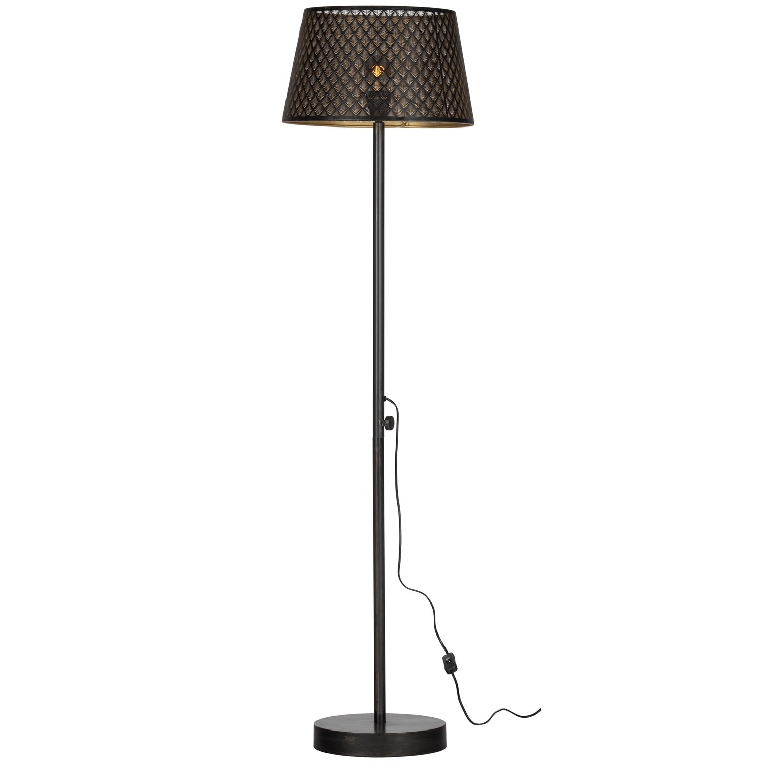 Lampada da terra in metallo nero Kars 161x42 cm