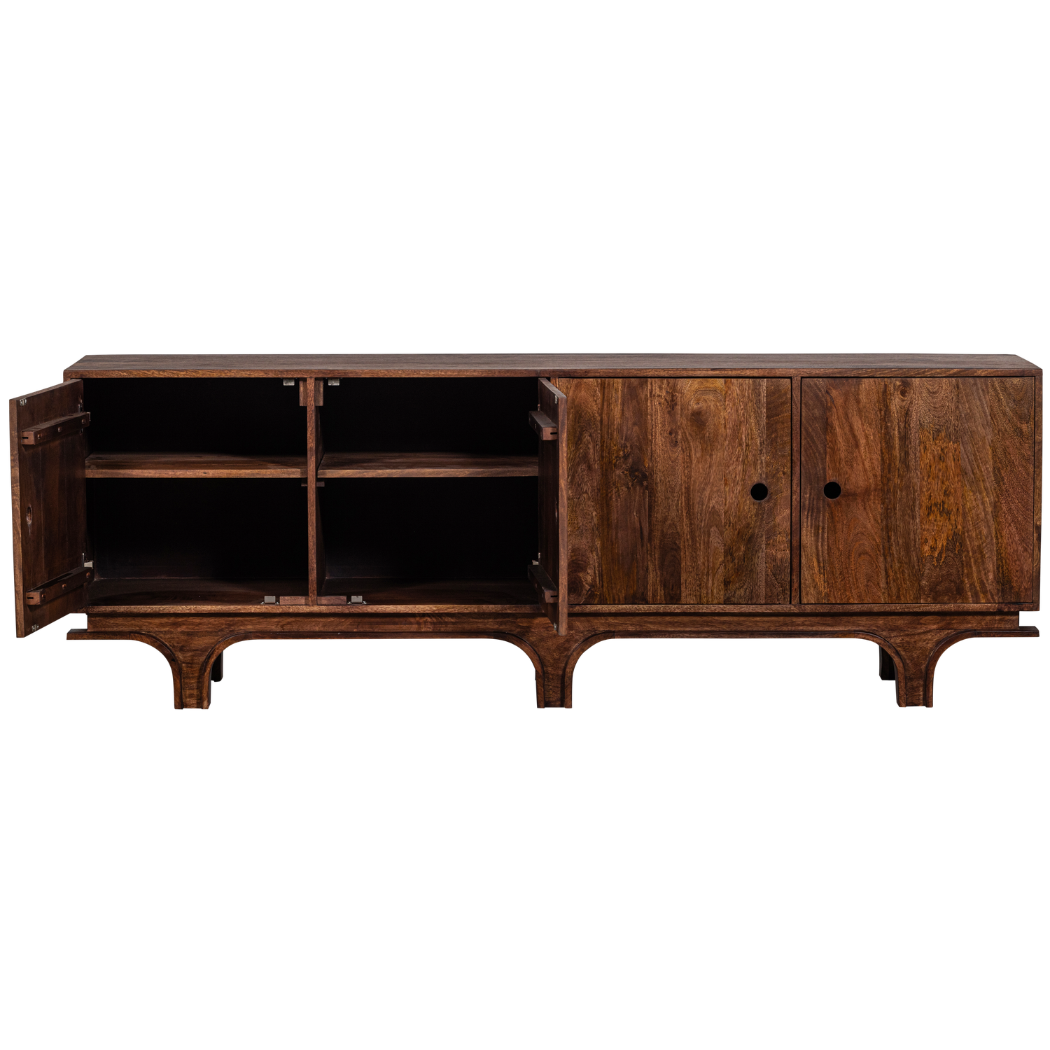 Madia 4 ante in legno di mango noce Staes 70x200 cm