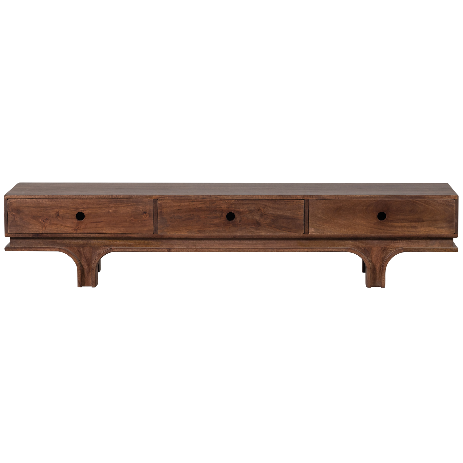 Meuble TV 3 tiroirs en bois de manguier Staes 37x180 cm