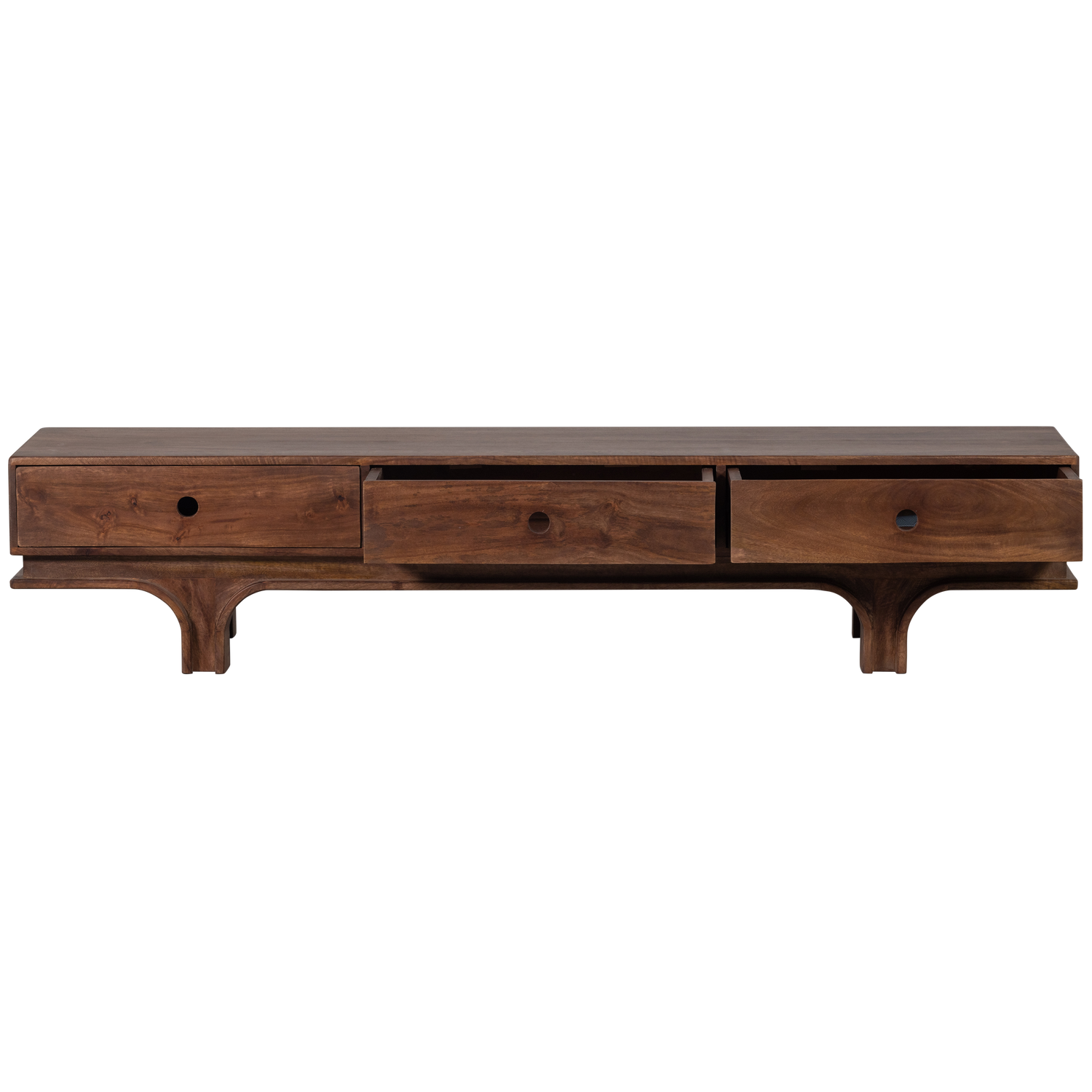 Meuble TV 3 tiroirs en bois de manguier Staes 37x180 cm