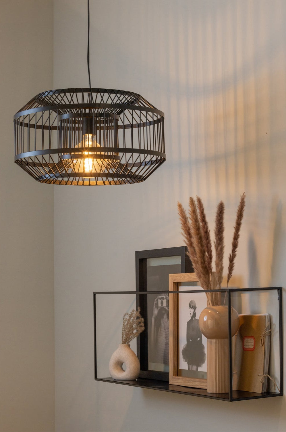 Lampada a sospensione in metallo nero Esila 29x50 cm