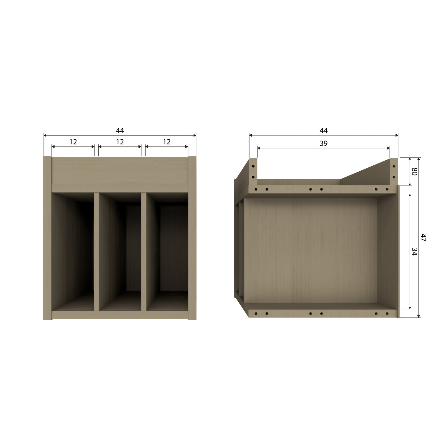Meuble pour tourne-disques en bois de pin Turner 47x44 cm