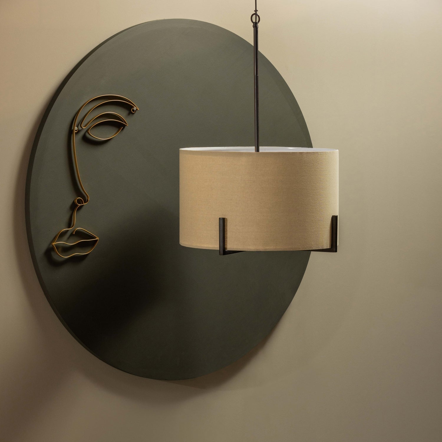 Lampada a sospensione nera/naturale Holly 75x53 cm