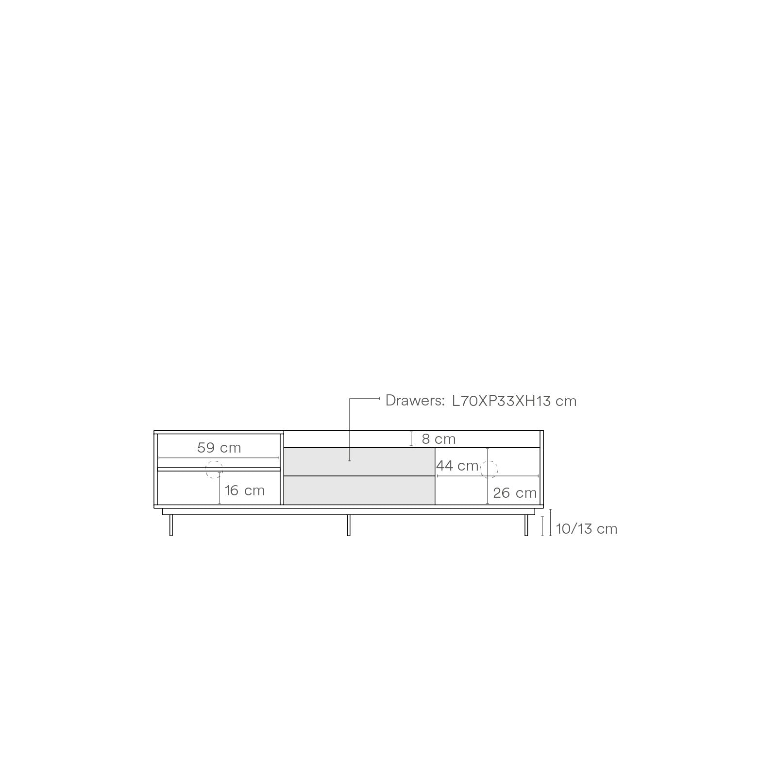 Meuble TV 180x40 cm Valley de Teulat chêne/gris clair