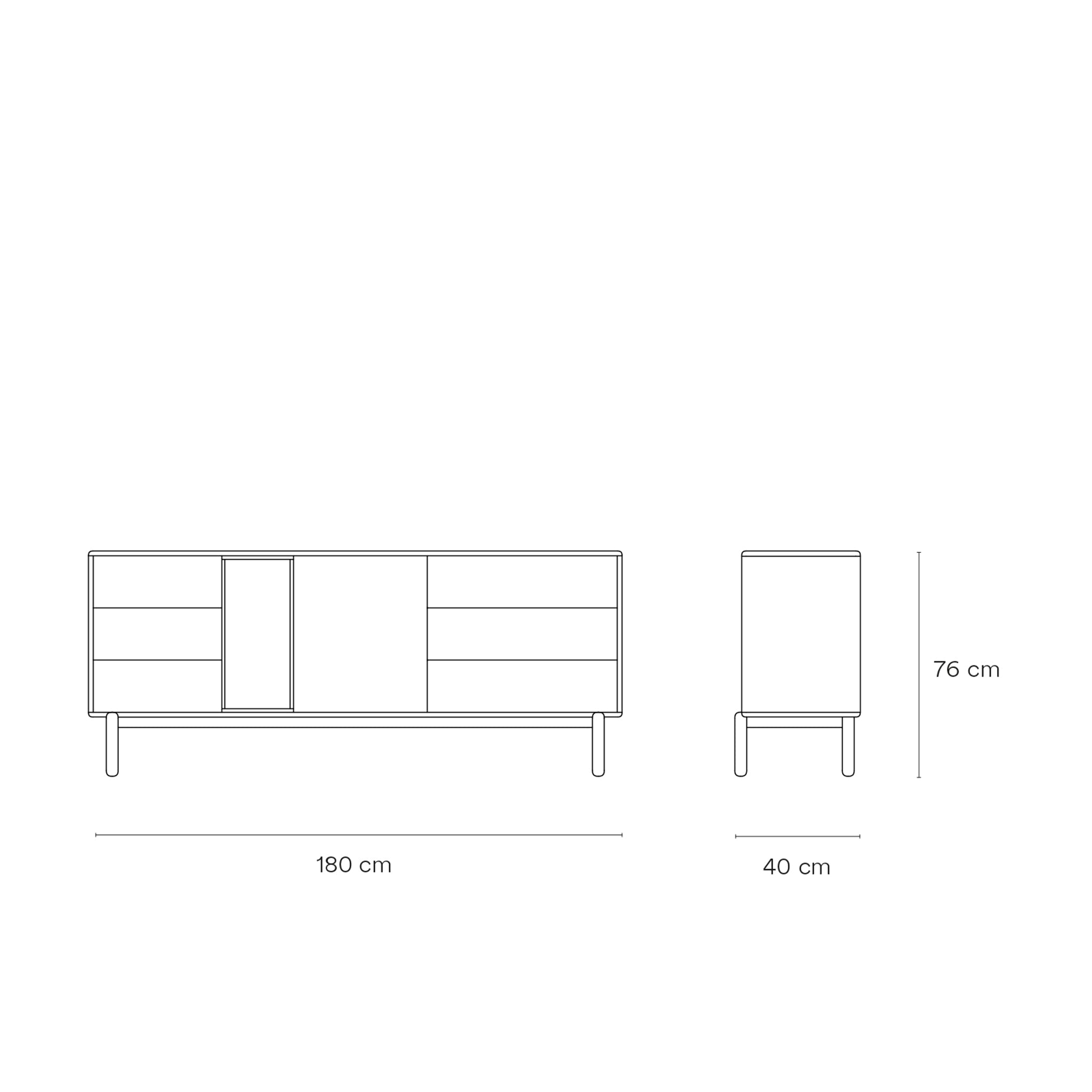 Buffet 6 tiroirs 1 porte 180x40 cm Corvo de Teulat gris anthracite