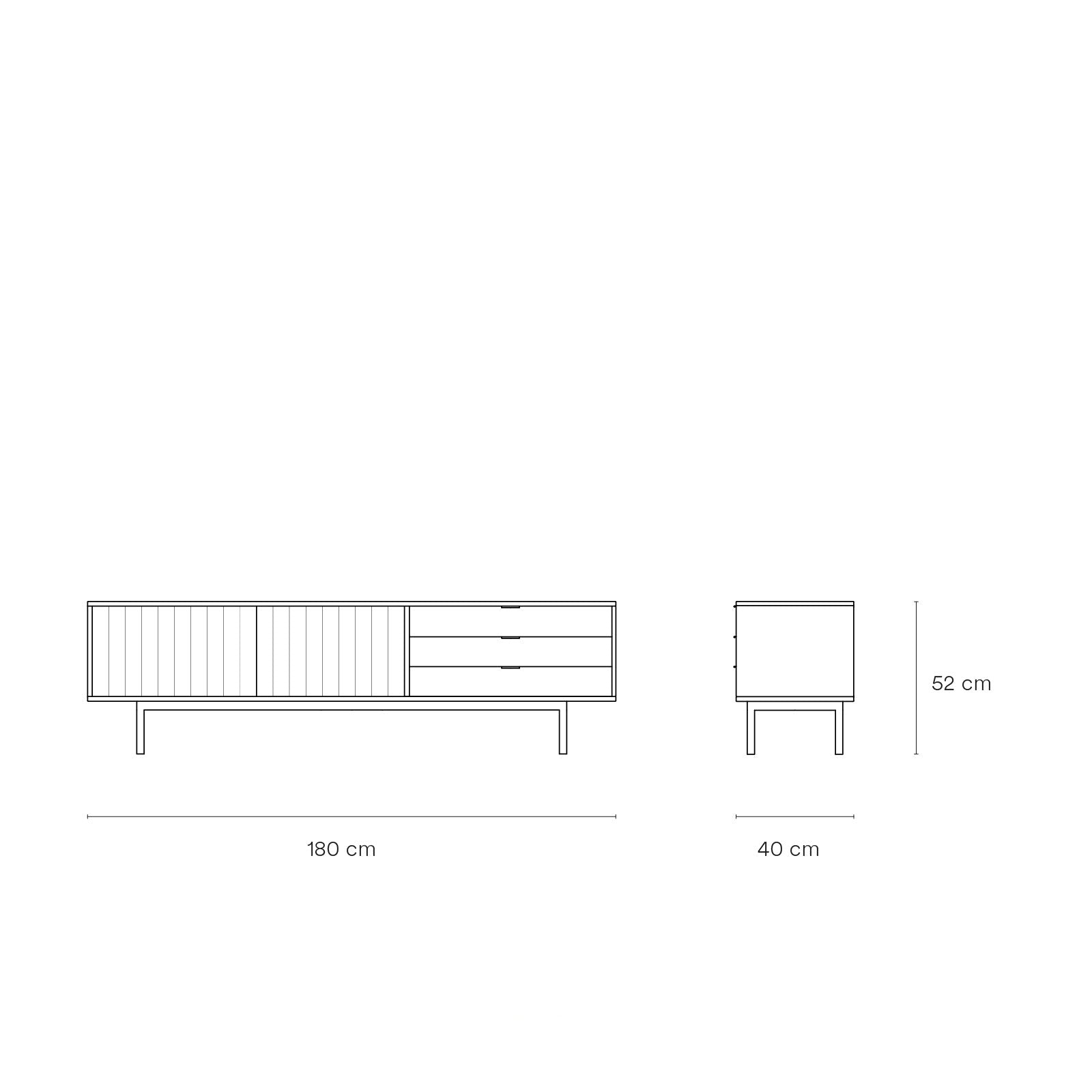 Meuble TV 180x40 cm Sierra de Teulat noir et chêne clair