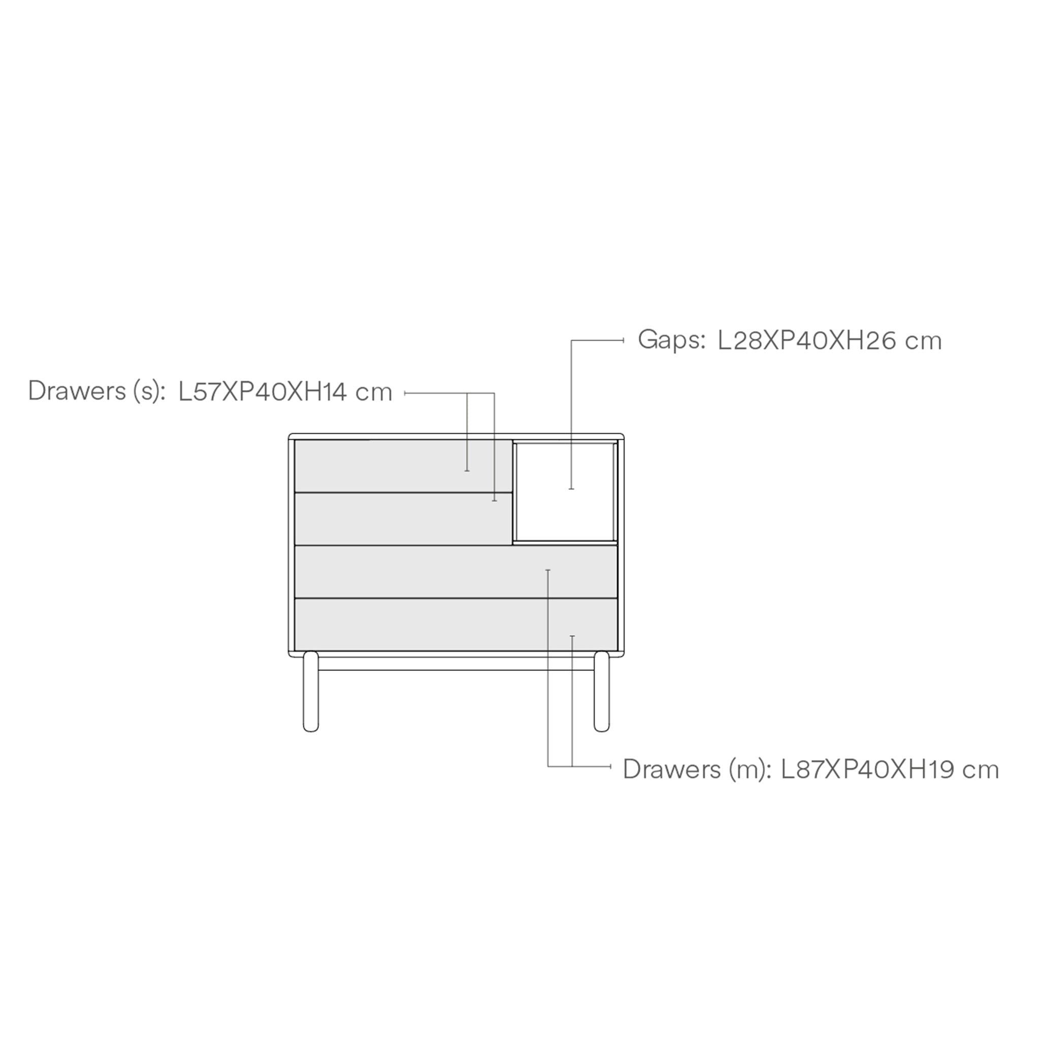 Commode 4 tiroirs 90x40 cm Corvo de Teulat gris anthracite