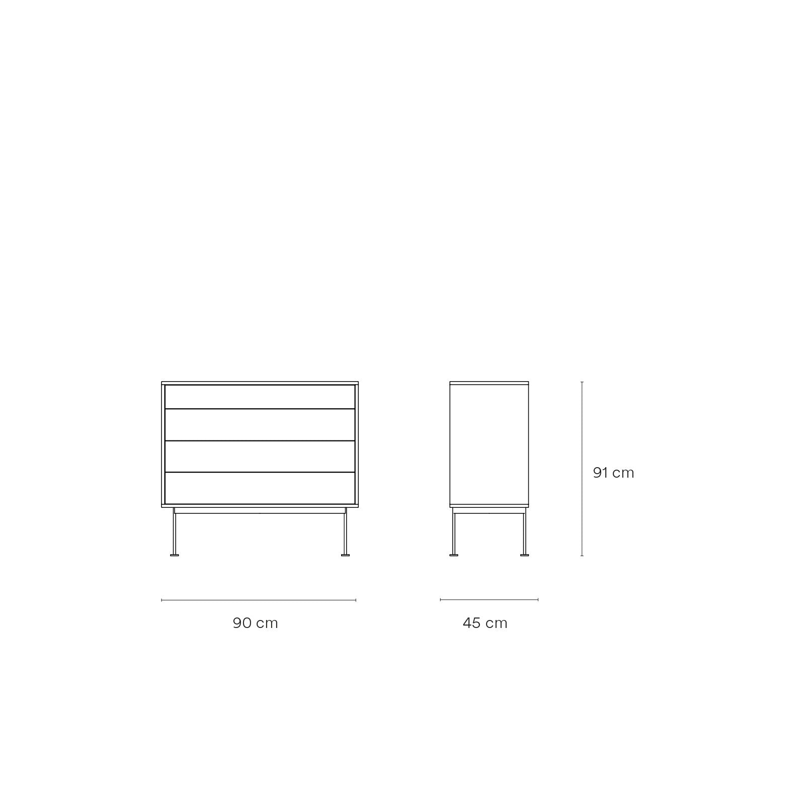 Commode 4 tiroirs 90x91 cm Yoko chêne et terre cuite