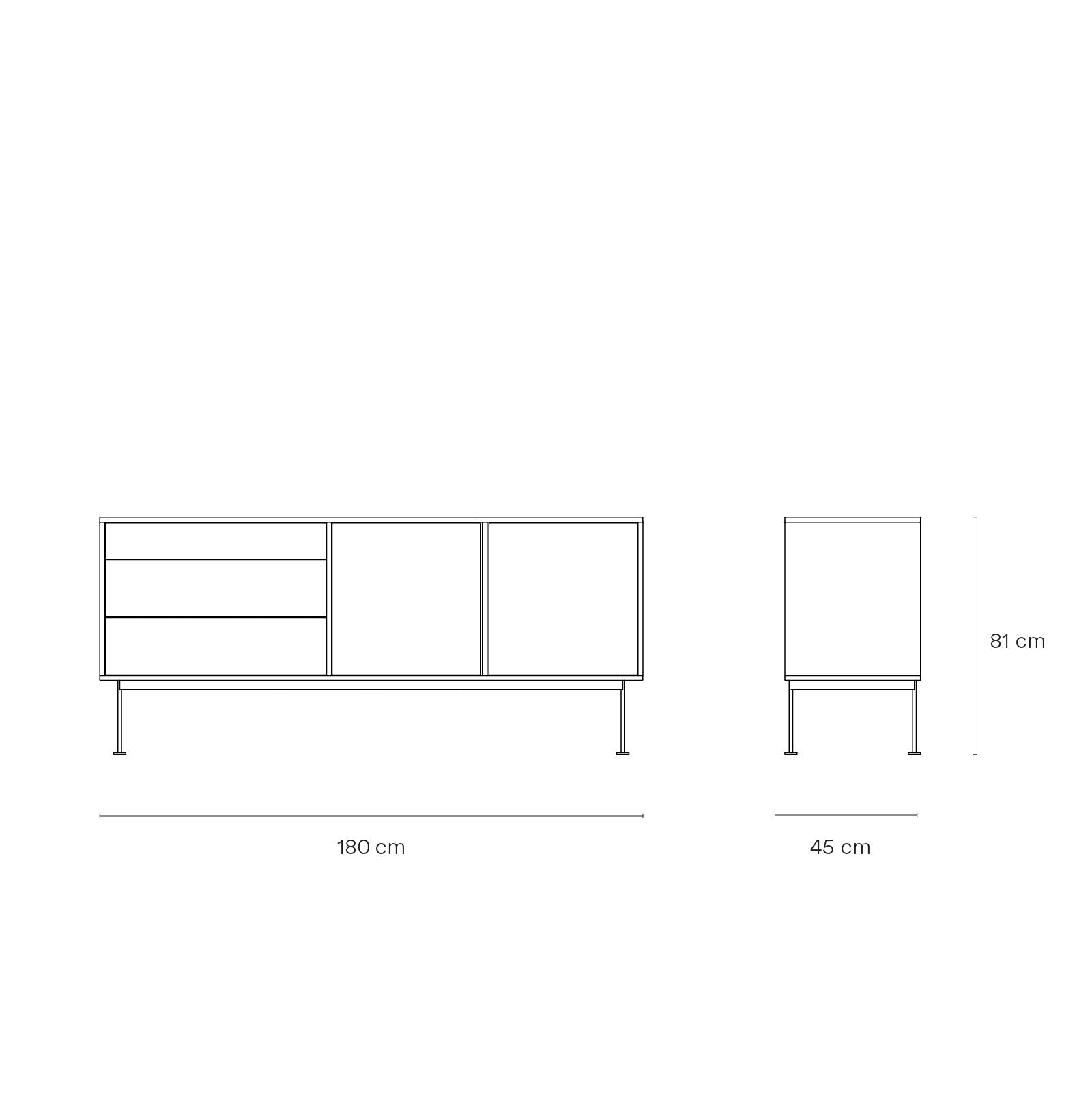 Buffet 3 tiroirs 2 portes 180x81 cm Yoko par Teulat chêne terre cuite