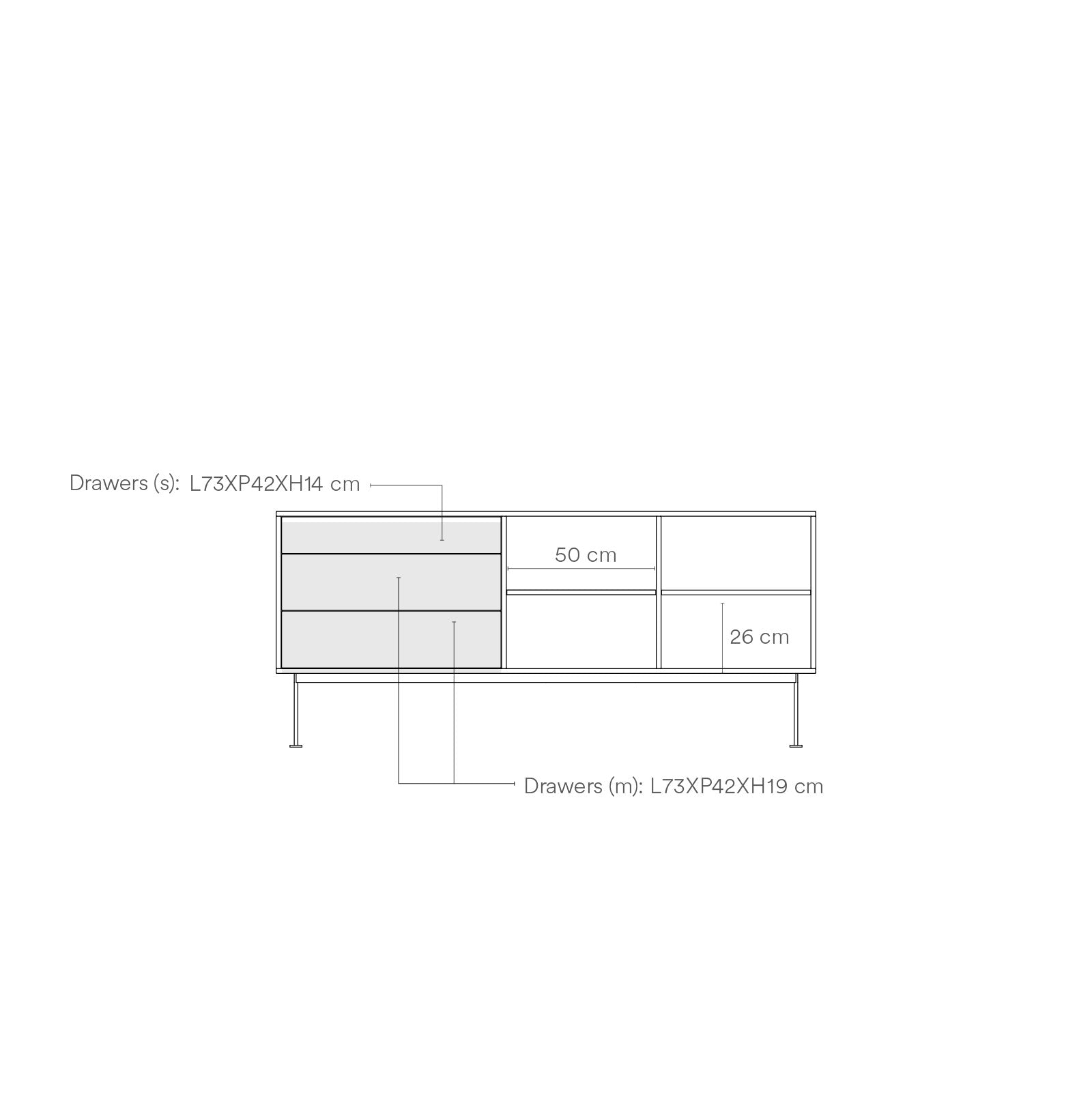 Buffet 3 tiroirs 2 portes 180x81 cm Yoko par Teulat chêne gris anthracite