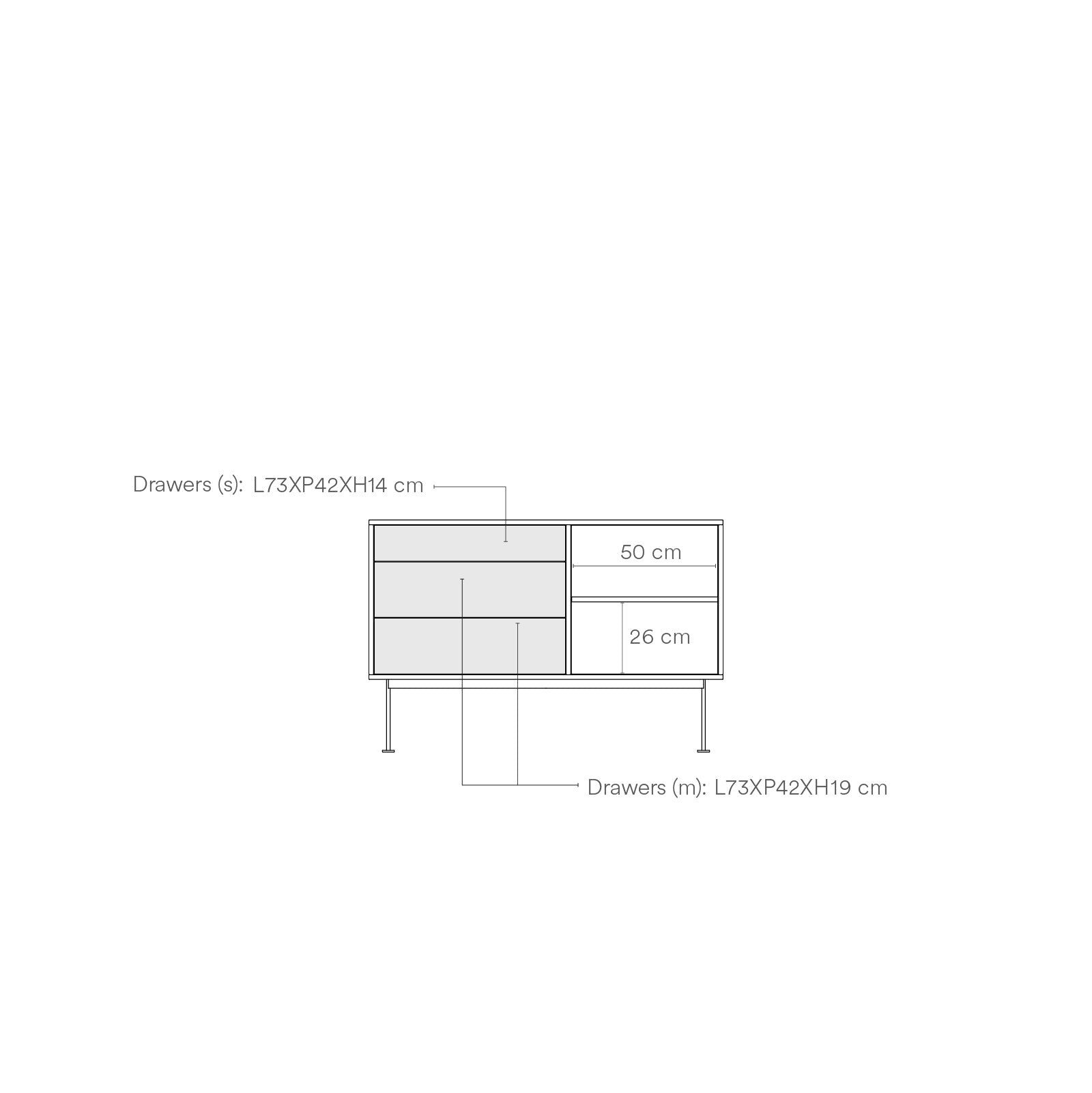 Buffet 3 tiroirs 1 porte 128x81 cm Yoko par Teulat en chêne crème