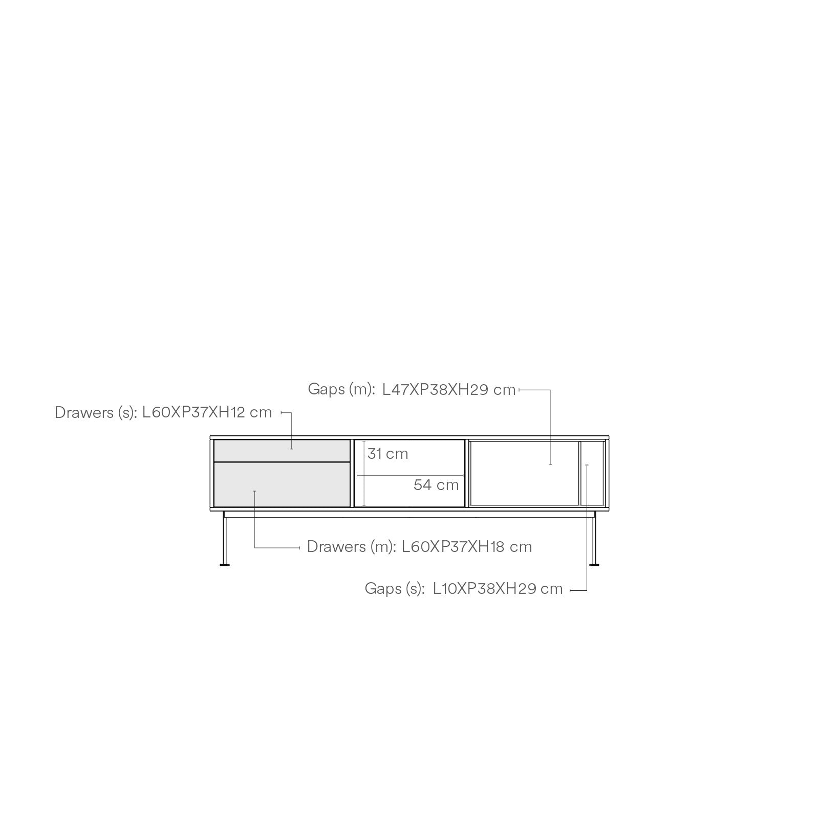 Meuble TV 180x59 cm Yoko par Teulat en chêne gris anthracite