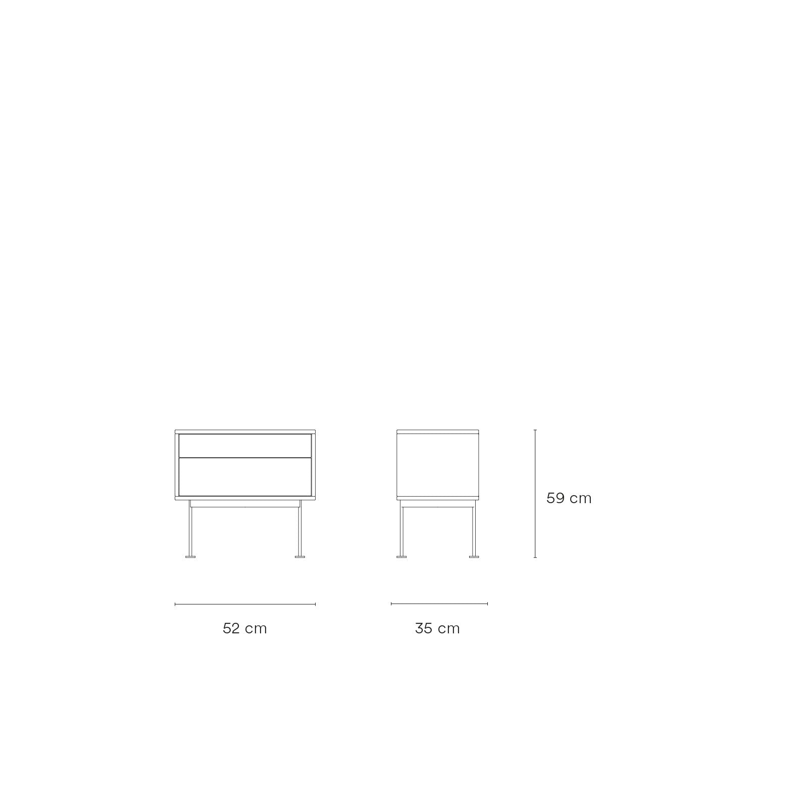 Table de chevet 2 tiroirs 52x59 cm Yoko chêne crème