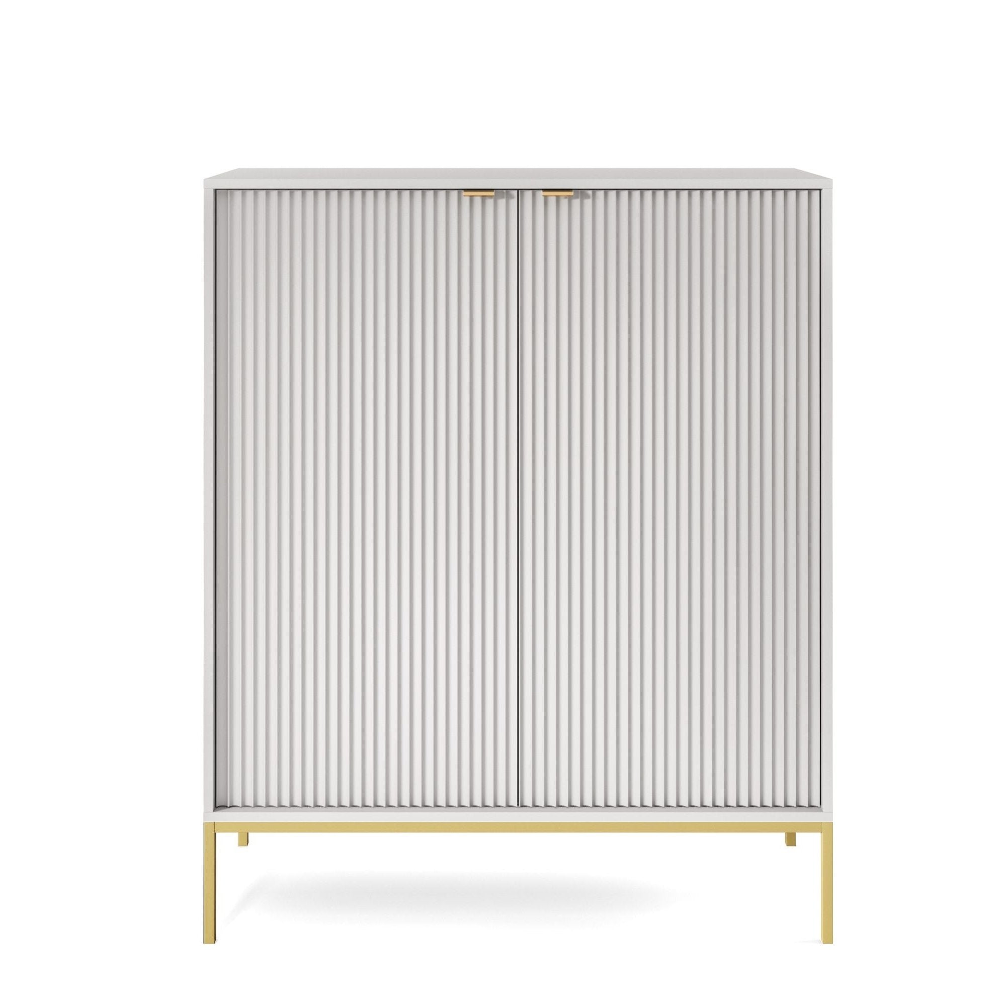 Buffet avec pieds en métal 2 portes en bois laminé Miseno 104x125 cm