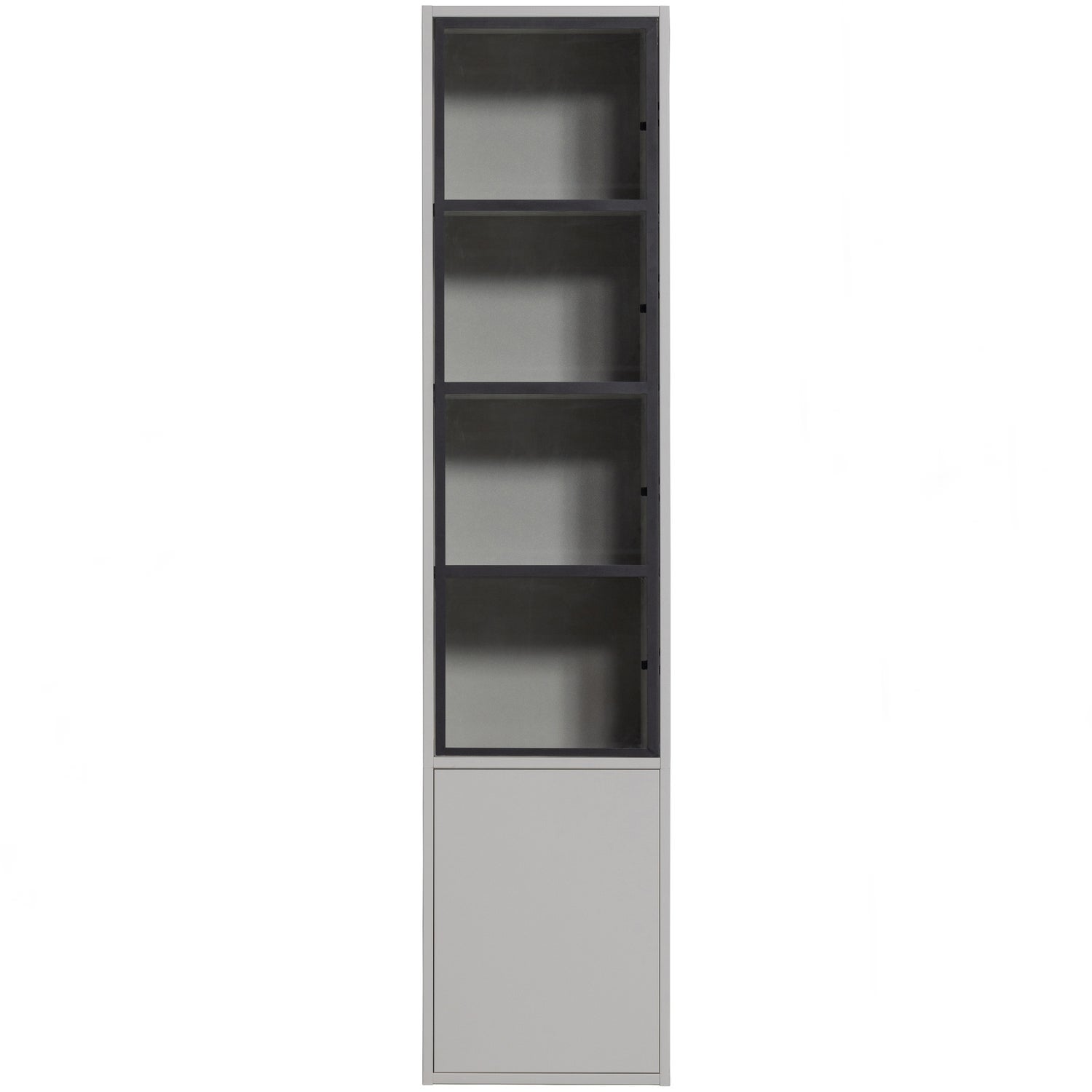 Vitrine 2 portes en bois de pin gris brouillard Basic 230x5 cm