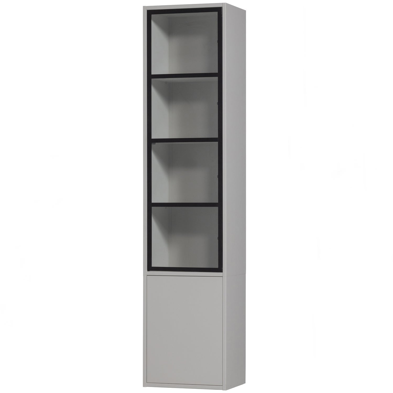 Vitrine 2 portes en bois de pin gris brouillard Basic 230x5 cm