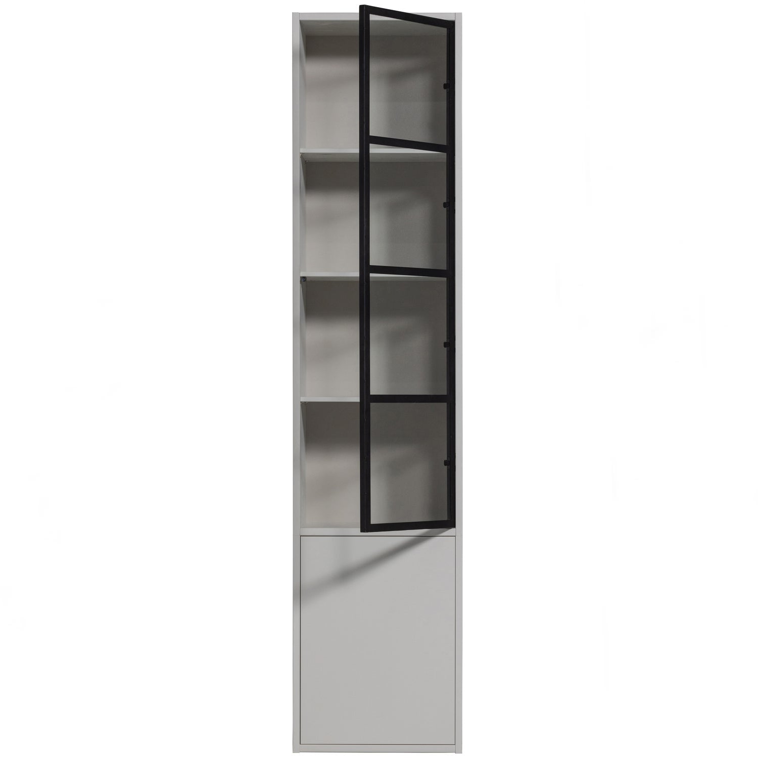 Vitrine 2 portes en bois de pin gris brouillard Basic 230x5 cm
