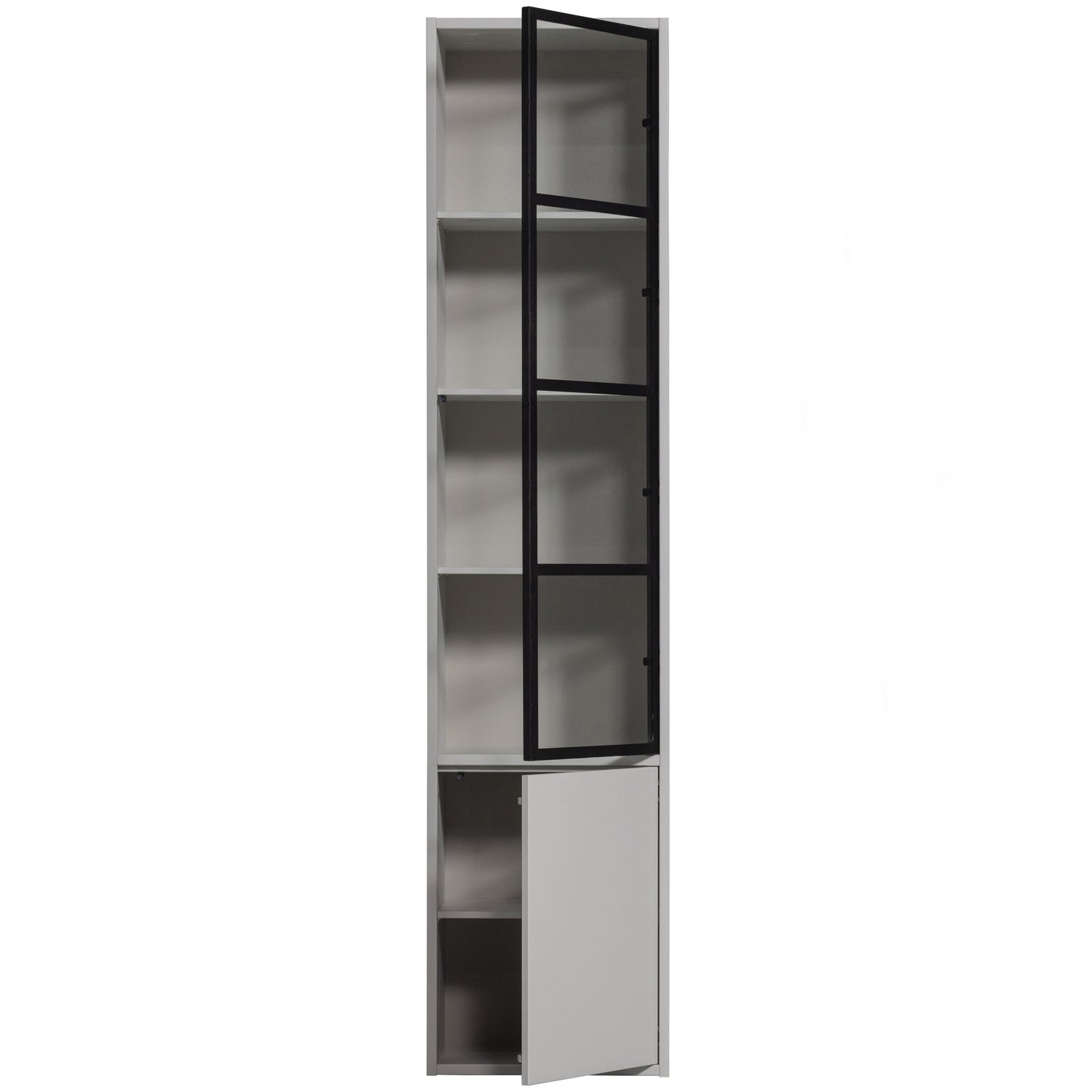 Vitrine 2 portes en bois de pin gris brouillard Basic 230x5 cm