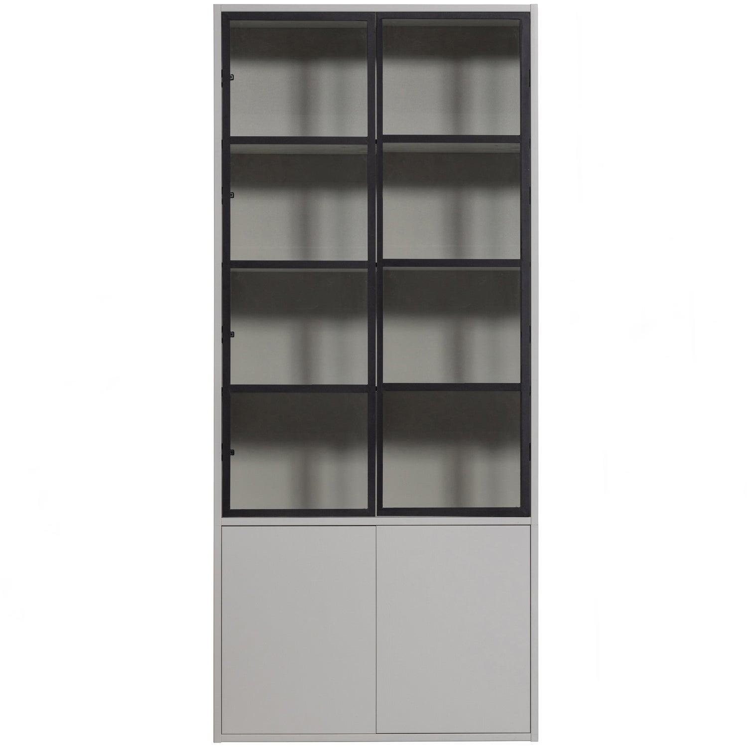 Vetrina 4 ante in legno di pino grigio nebbia Basic 230x101 cm