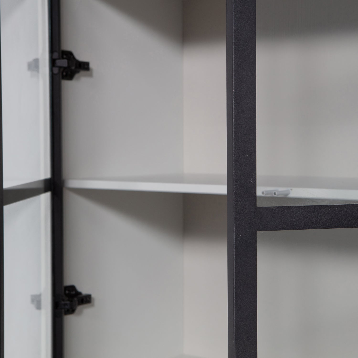 Vetrina 4 ante in legno di pino grigio nebbia Basic 230x101 cm