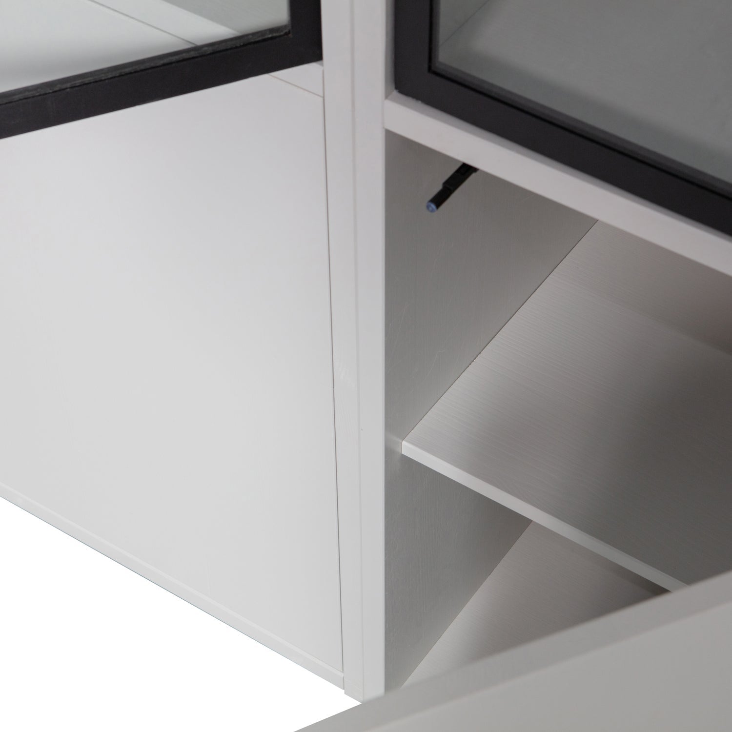 Vetrina 4 ante in legno di pino grigio nebbia Basic 230x101 cm