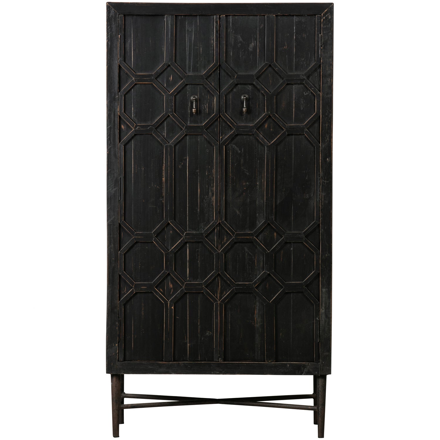 Buffet 2 portes en bois de pin naturel noir Bequest 143x75 cm
