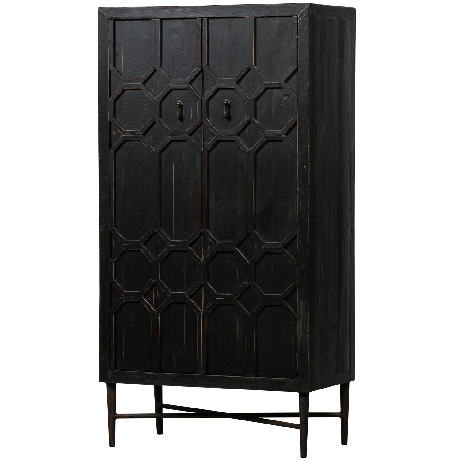Buffet 2 portes en bois de pin naturel noir Bequest 143x75 cm