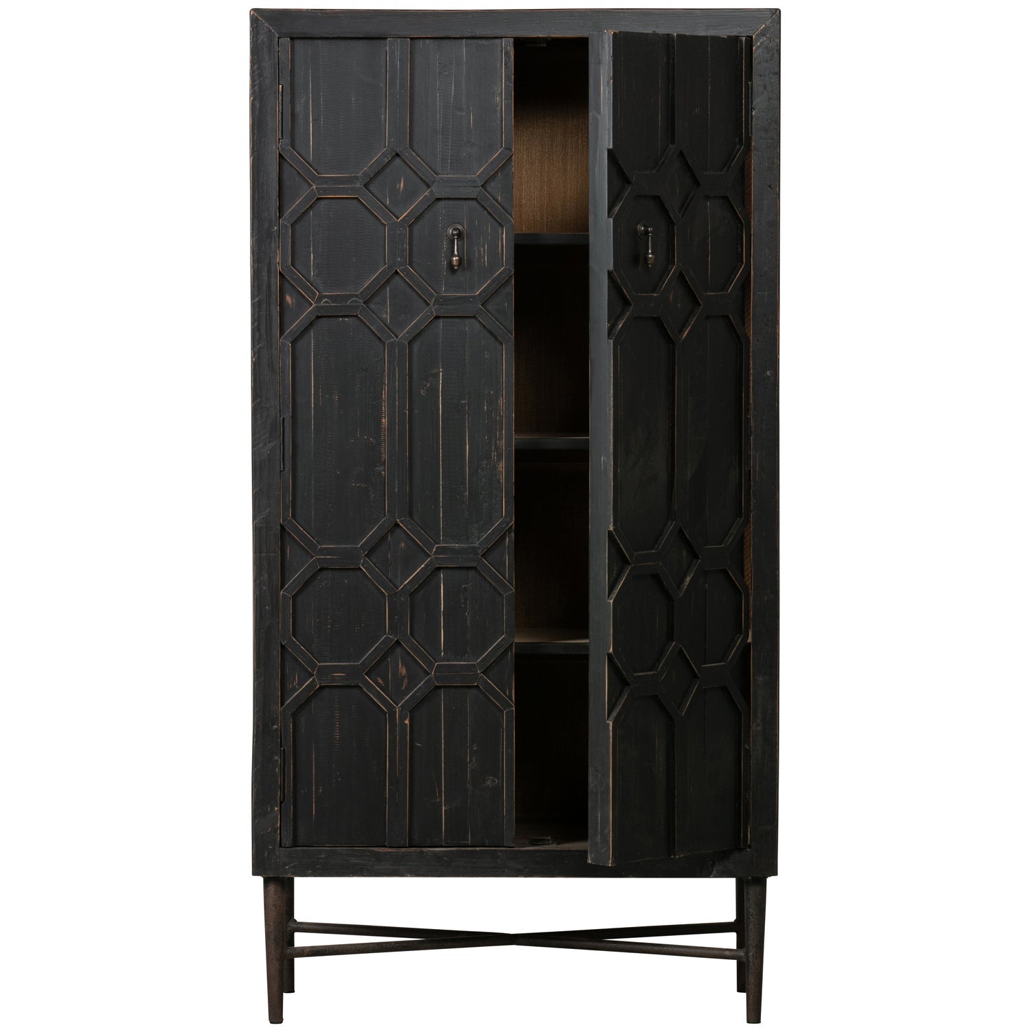 Buffet 2 portes en bois de pin naturel noir Bequest 143x75 cm