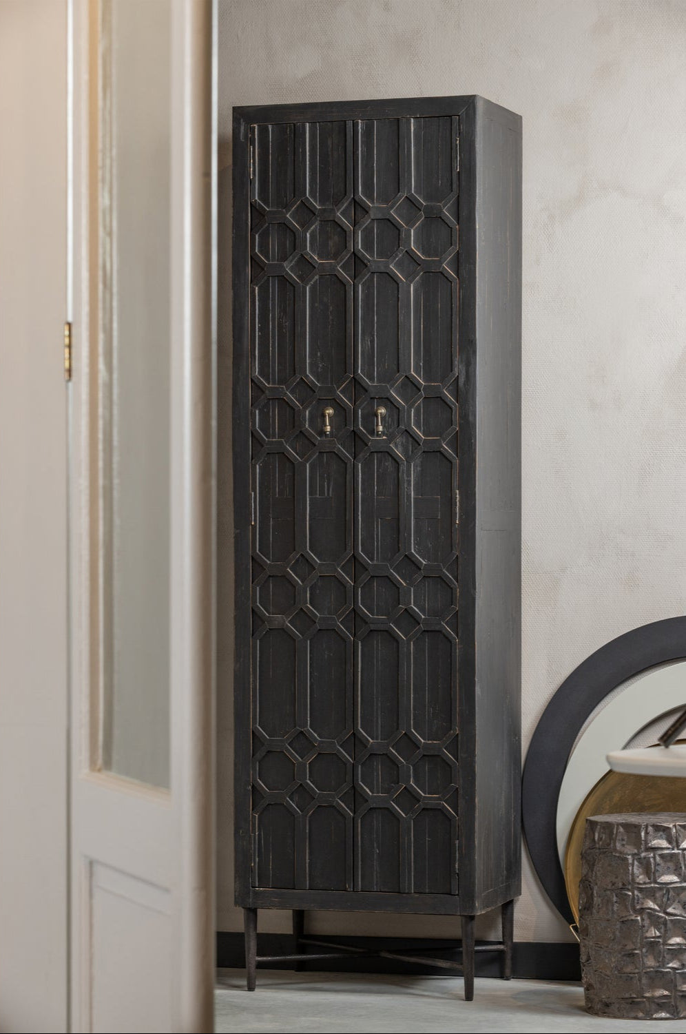 Credenza 2 ante in legno di pino nero Bequest 210x60 cm