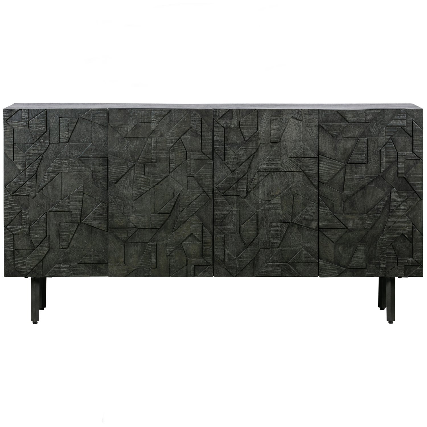 Buffet 4 portes en bois noir Counter 160x40 cm