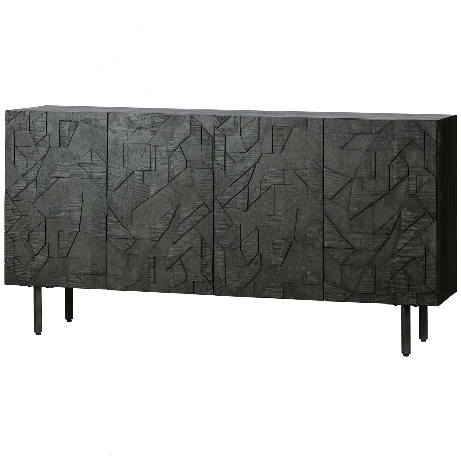 Buffet 4 portes en bois noir Counter 160x40 cm