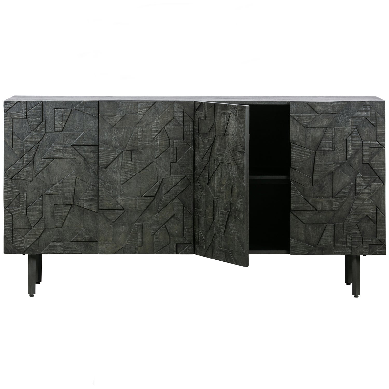 Buffet 4 portes en bois noir Counter 160x40 cm