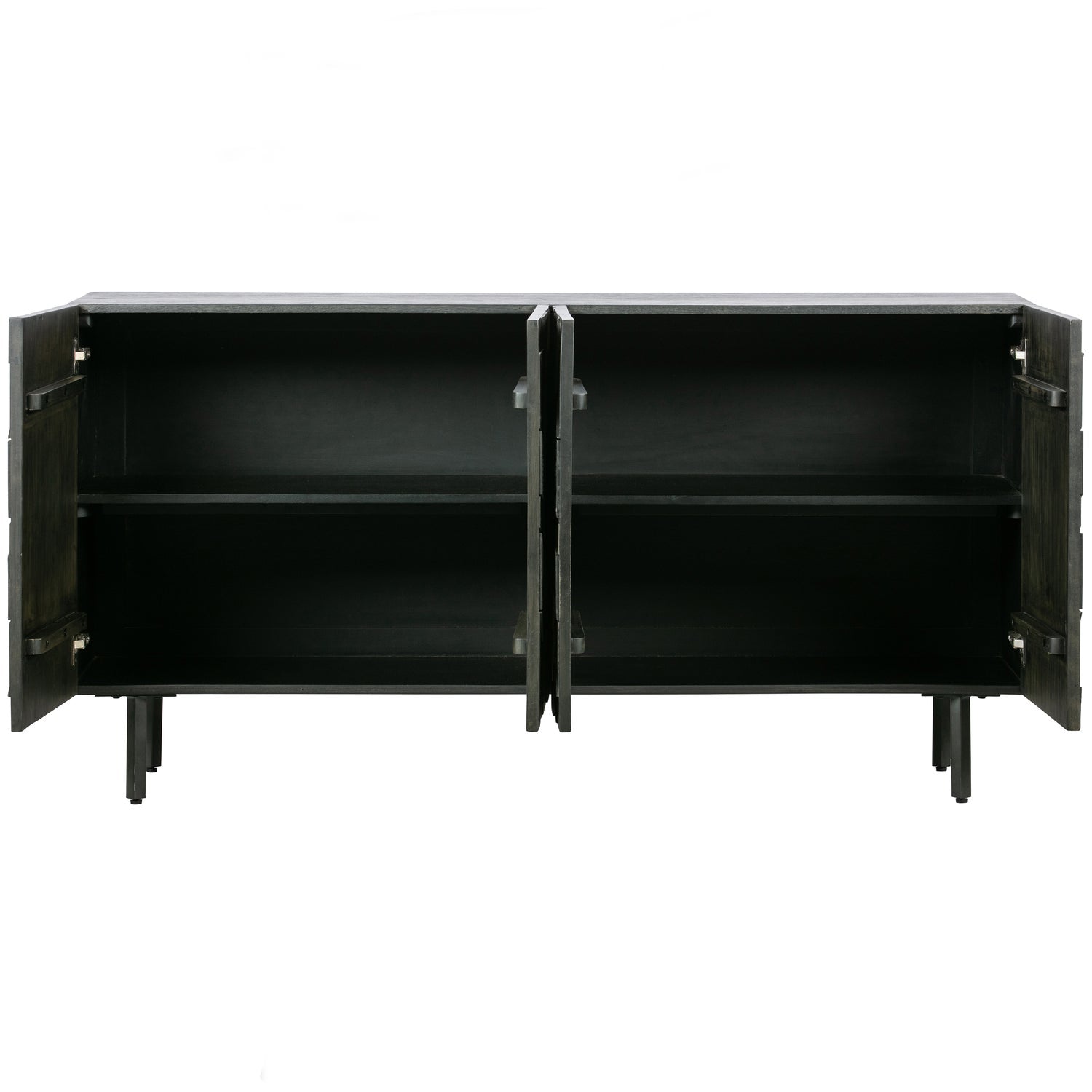 Buffet 4 portes en bois noir Counter 160x40 cm