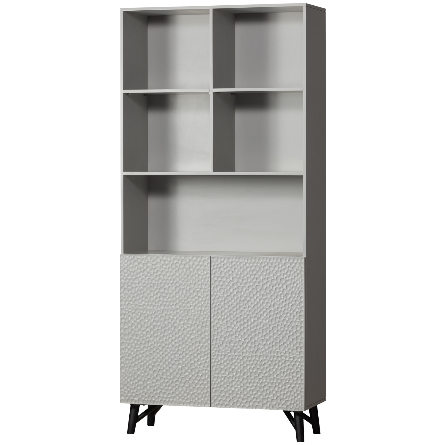 Credenza 2 ante in legno di mango grigio nebbia Carved 200x90 cm