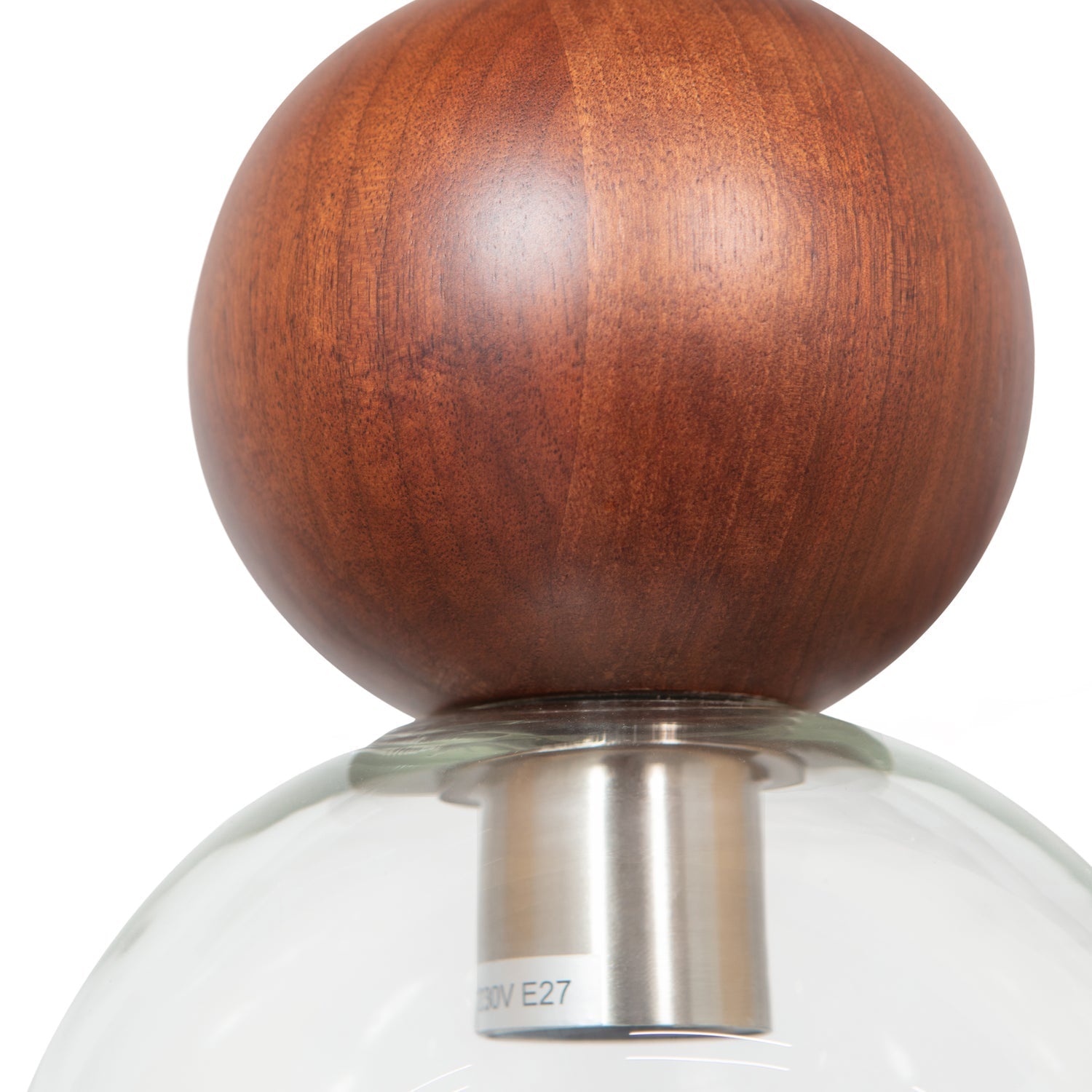 Lampada a sospensione in legno di noce/vetro Babble