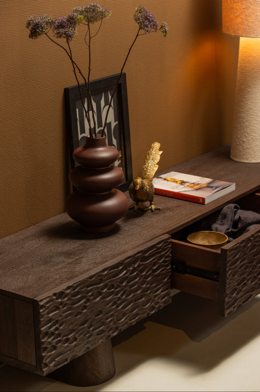 Meuble TV en bois de manguier Crumble 40x180cm