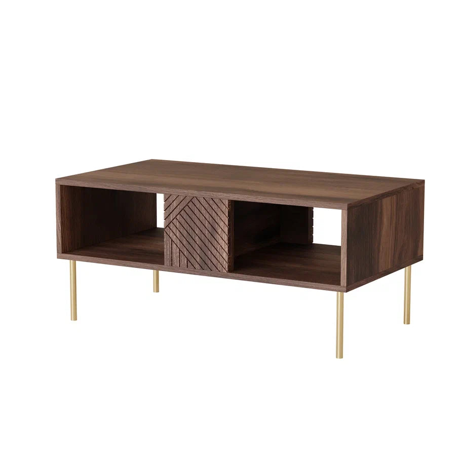 Table basse noyer avec pied en métal Deco 100x45 cm