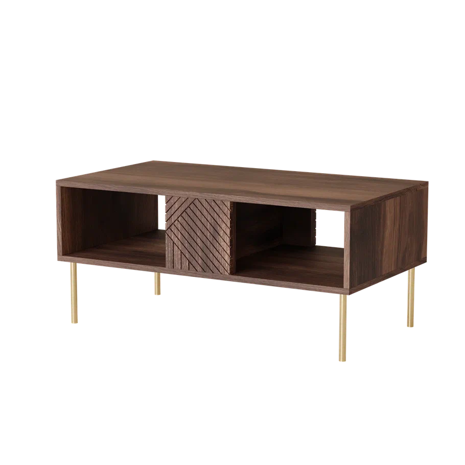 Table basse noyer avec pied en métal Deco 100x45 cm