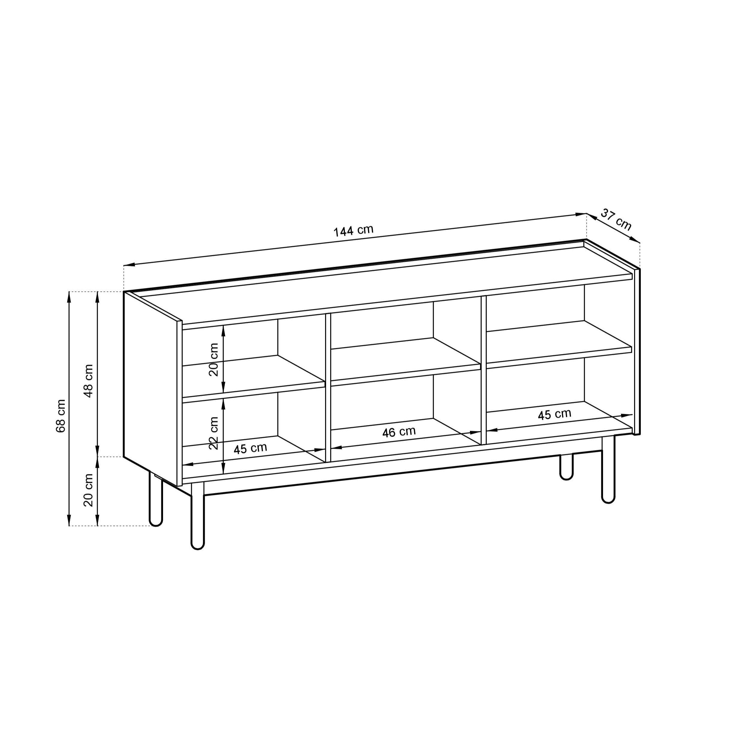 Buffet 3 portes en bois laminé Arnesia 144x68 cm