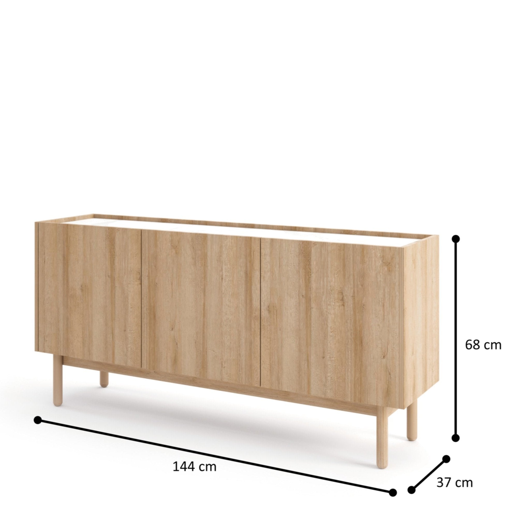 Buffet 3 portes en bois laminé Arnesia 144x68 cm