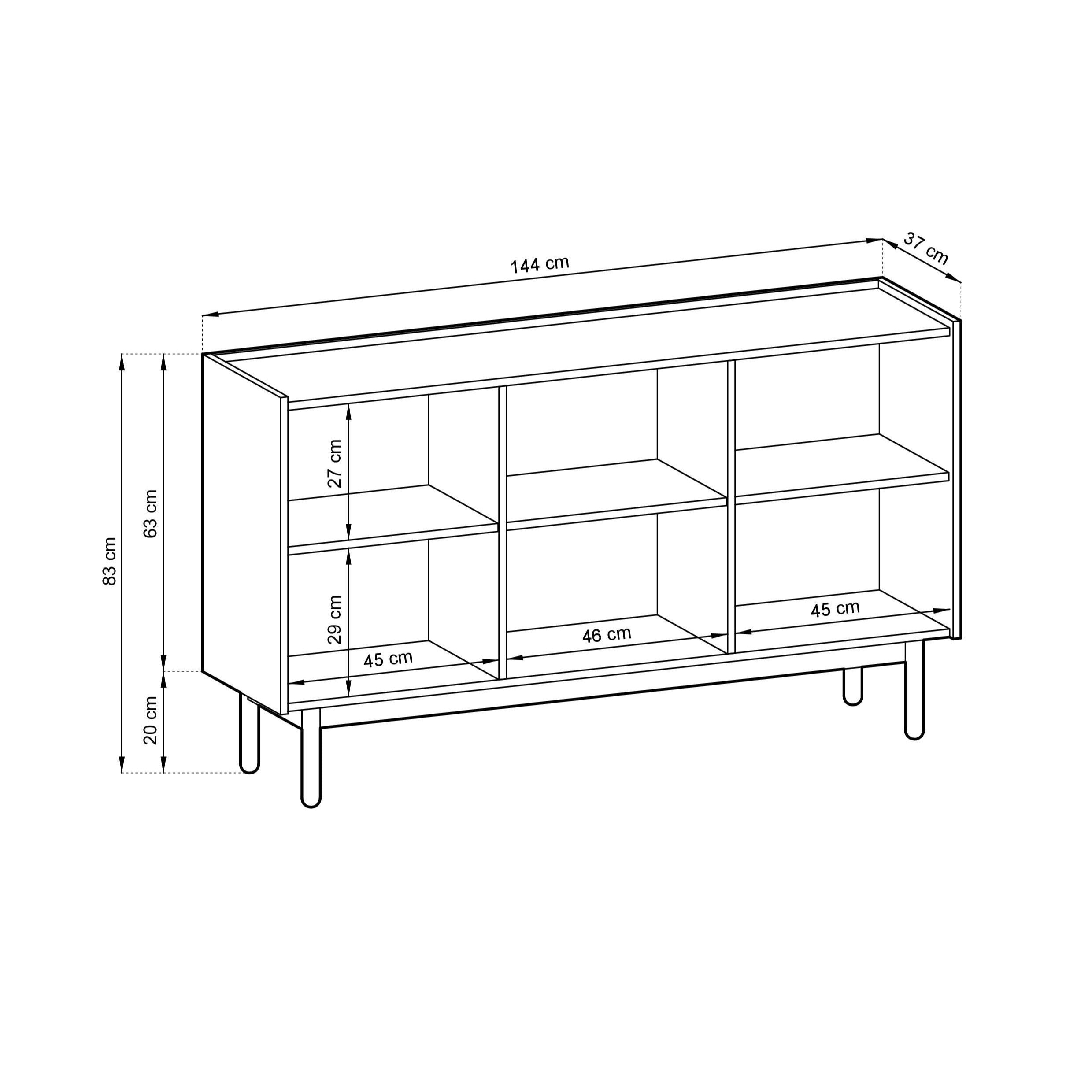 Buffet 3 portes en bois laminé Arnesia 144x83 cm