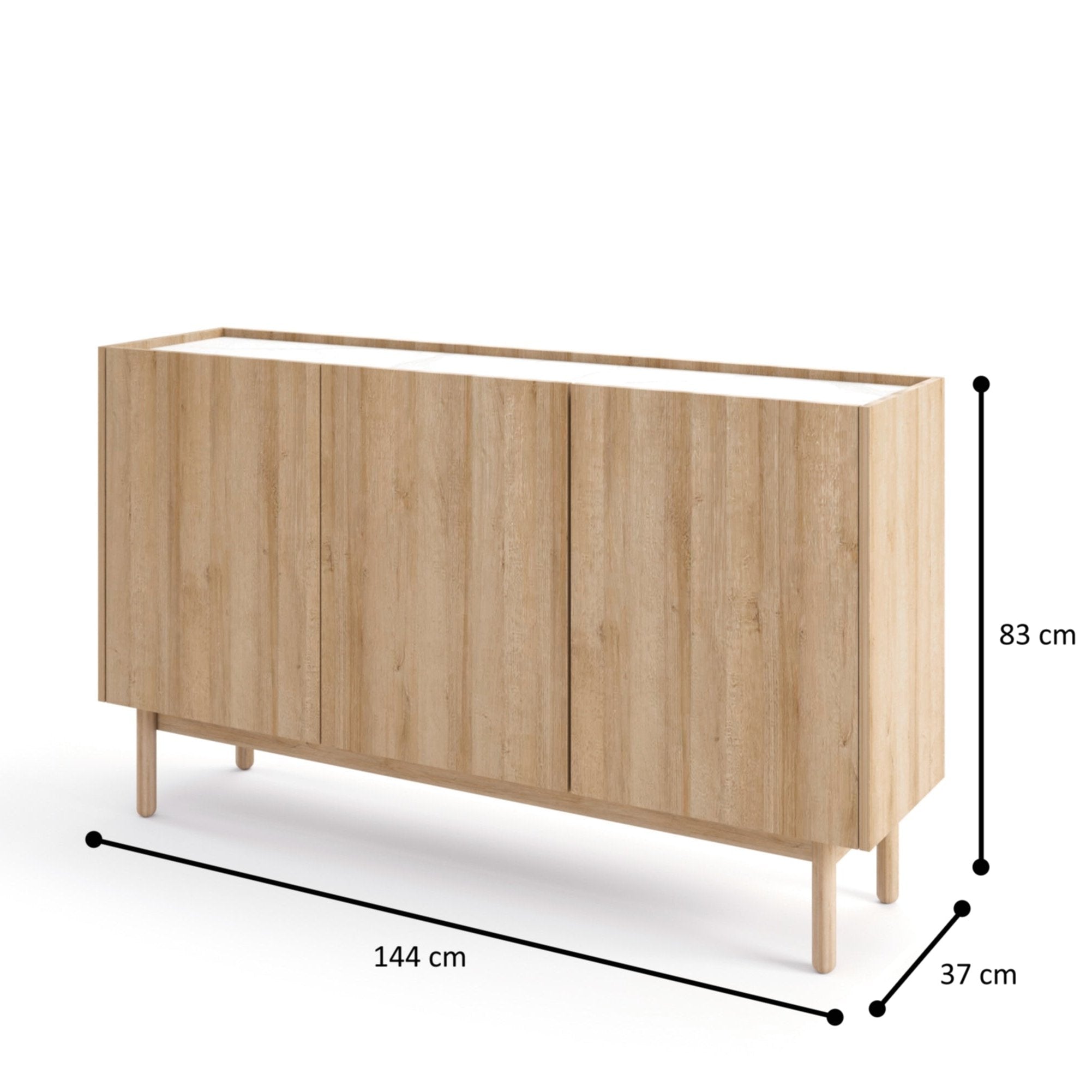 Buffet 3 portes en bois laminé Arnesia 144x83 cm