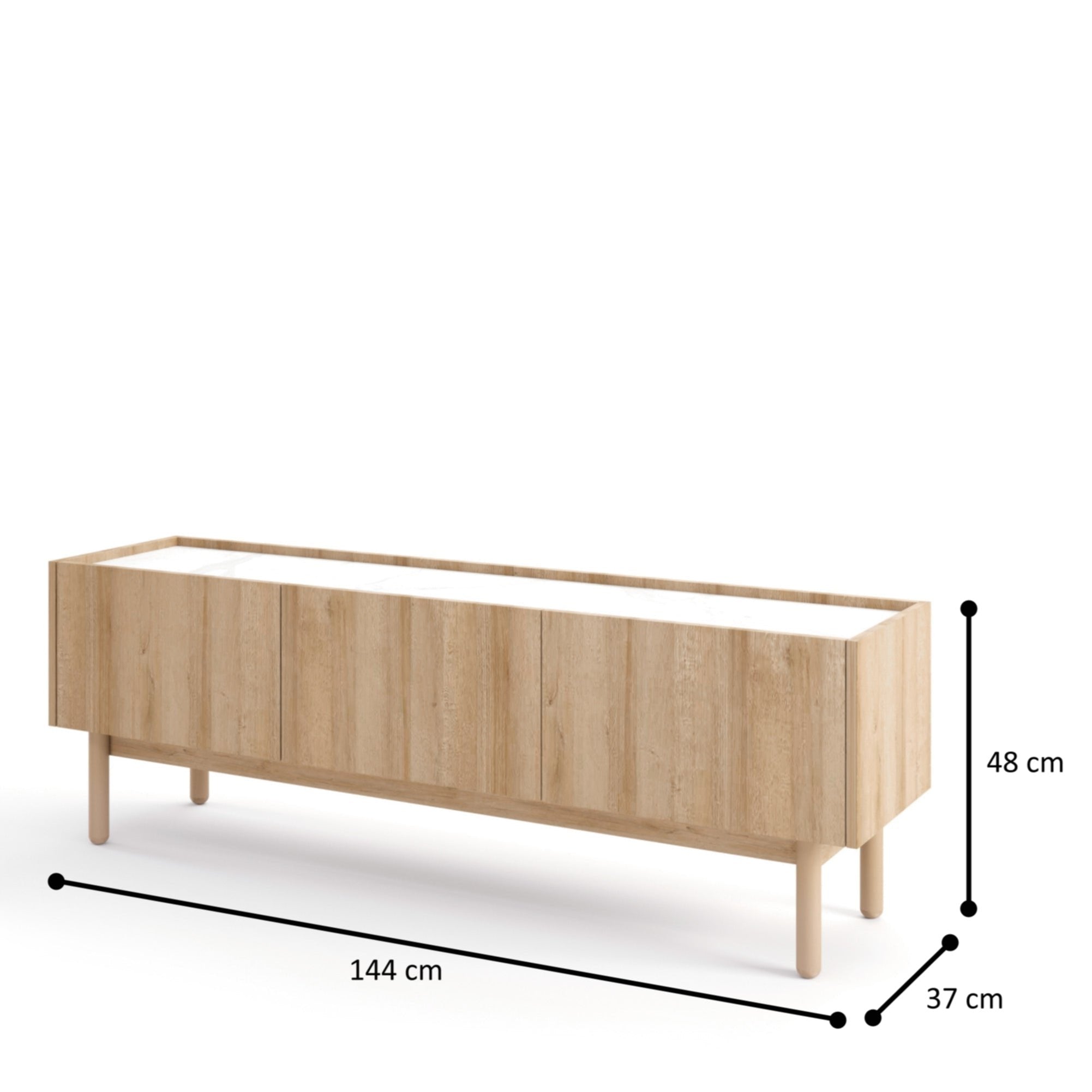 Meuble TV 3 portes en bois laminé Arnesia 144x48 cm