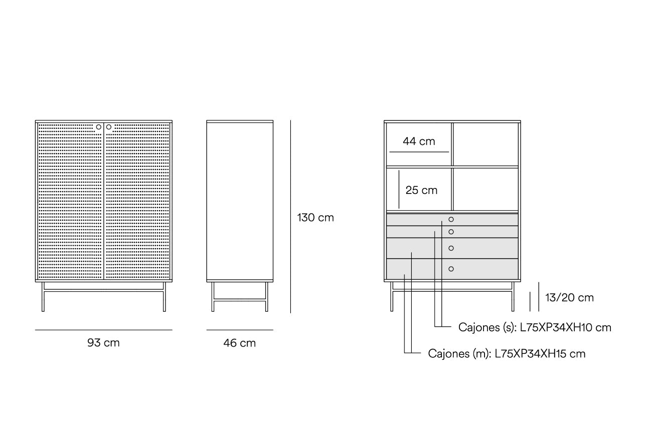 Buffet 2 portes 93x130 cm Punto de Teulat vert